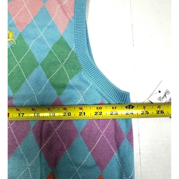 NWT Coogi Multicolored‎ Diamond Argyle Sweater Vest Men’s XL Australia Pastels - Picture 5 of 10